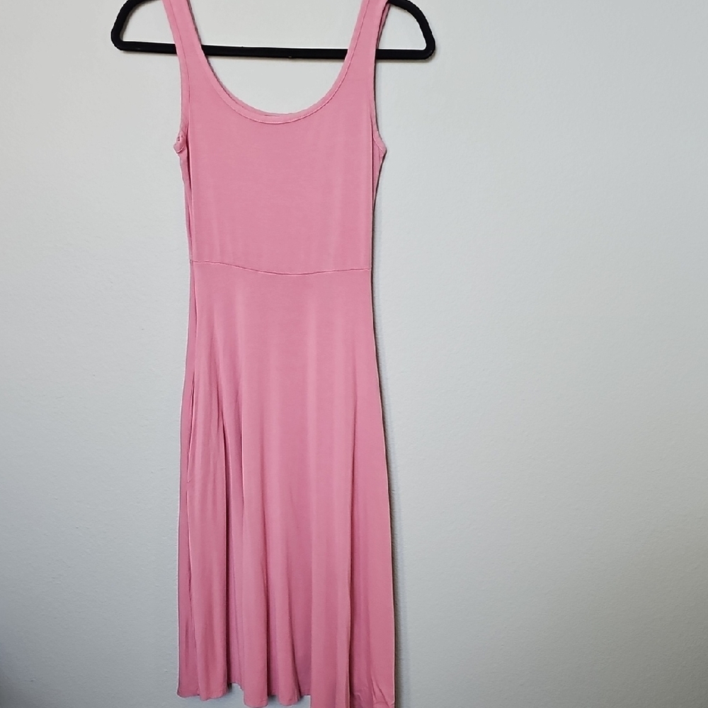 Olivia Rae Soft Pink Jersey Knit Scoop Neck Scoop Back Midi Dress XS